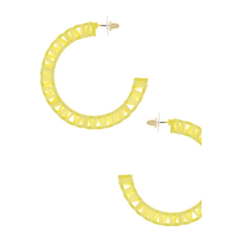Bluebell Woven Hoop Earrings Yellow One Size NWT